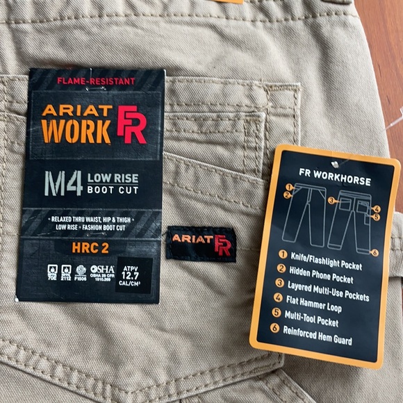 Men’s FR khaki work pants with utility tool pockets. Low rise boot cut. NWT - Picture 3 of 4